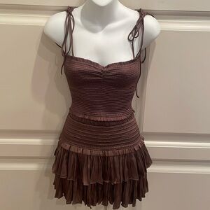 Anna Rae brown two pieced smocked set sz S